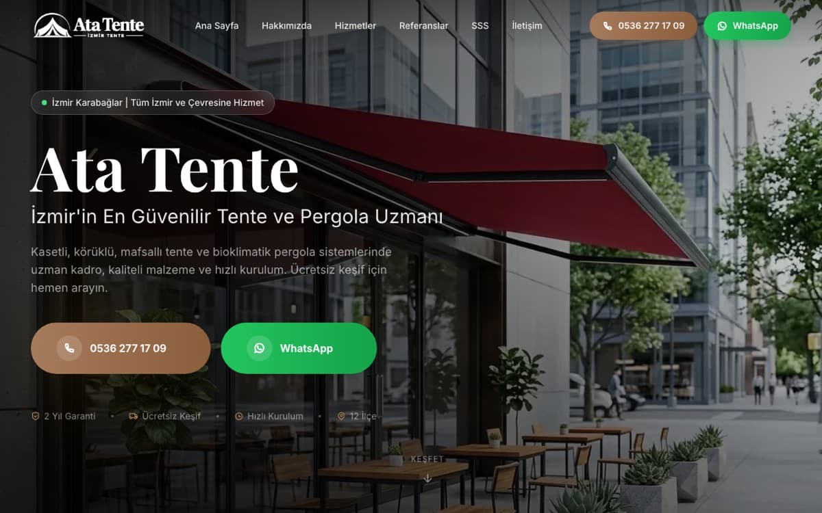 Ata Tente web sitesi ekran görüntüsü