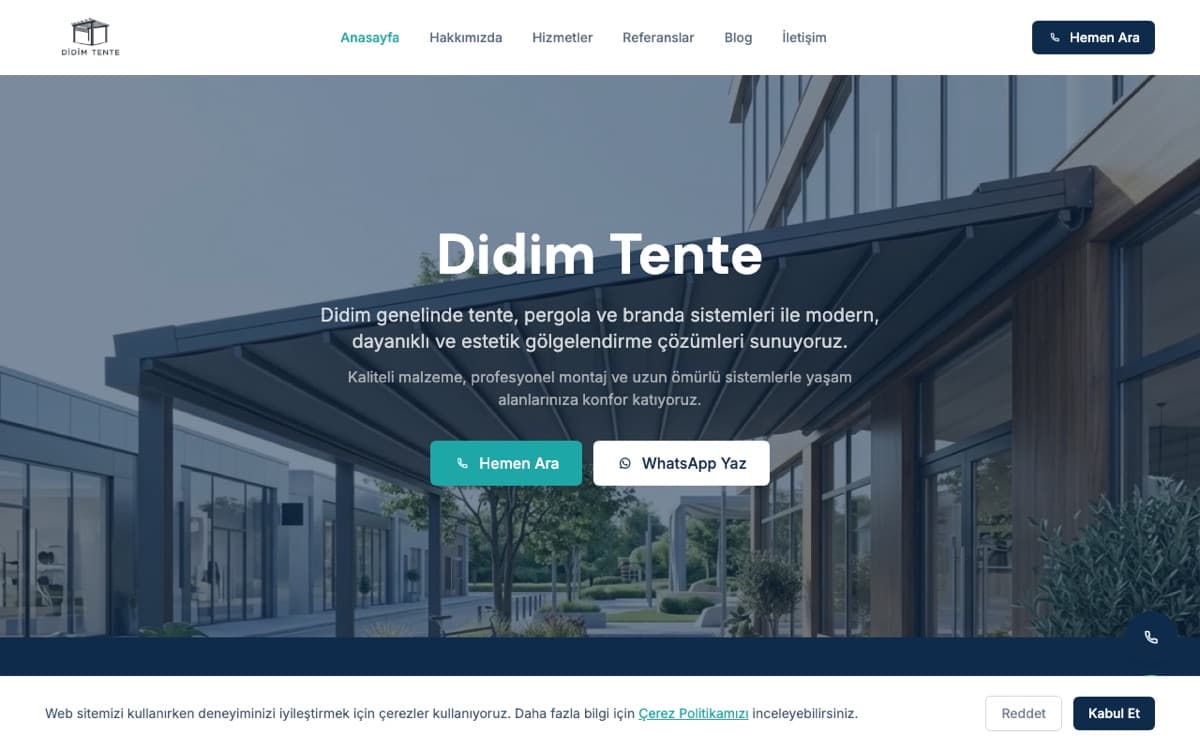 Didim Tente web sitesi ekran görüntüsü