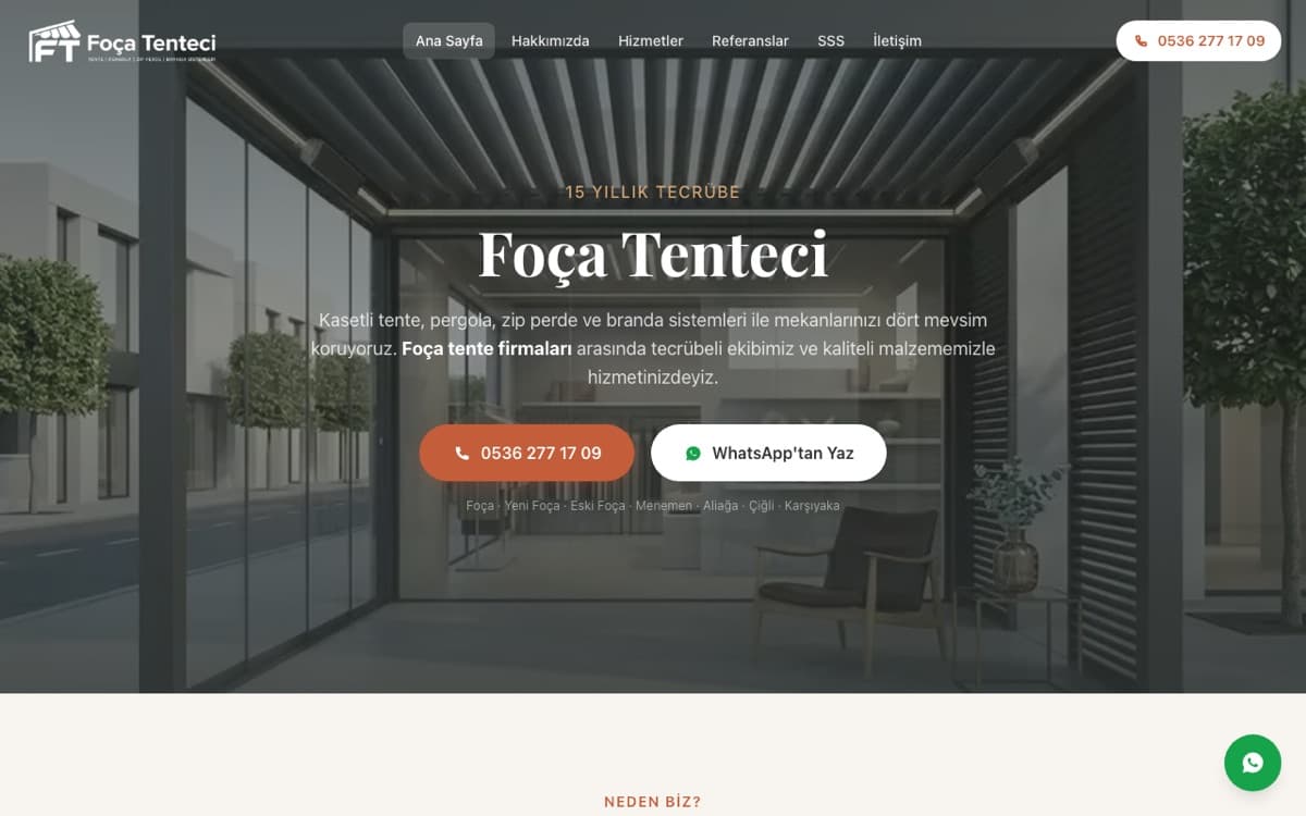 Foça Tenteci web sitesi ekran görüntüsü