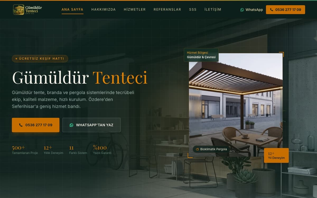 Gümüldür Tenteci web sitesi ekran görüntüsü
