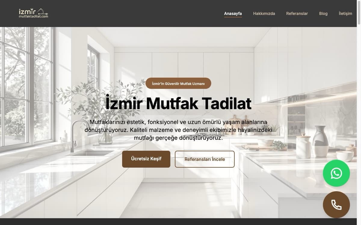 İzmir Mutfak Tadilat web sitesi ekran görüntüsü
