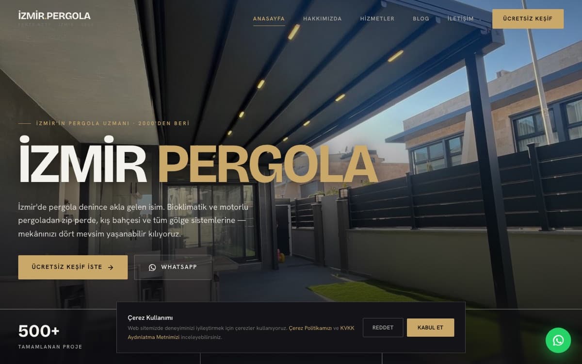 İzmir Pergolacı web sitesi ekran görüntüsü