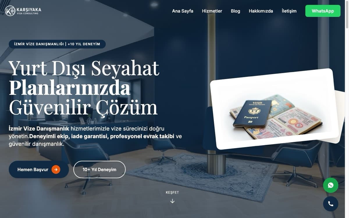 Karşıyaka Visa Consulting web sitesi ekran görüntüsü