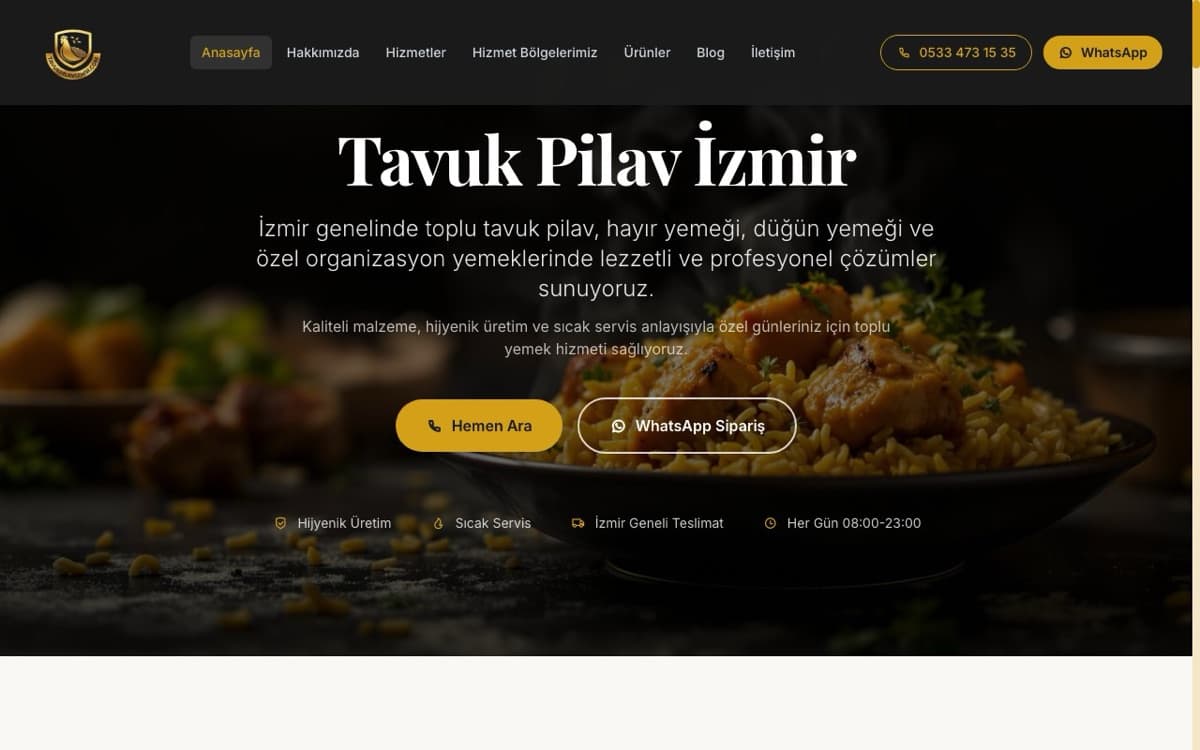 Tavuk Pilav İzmir web sitesi ekran görüntüsü