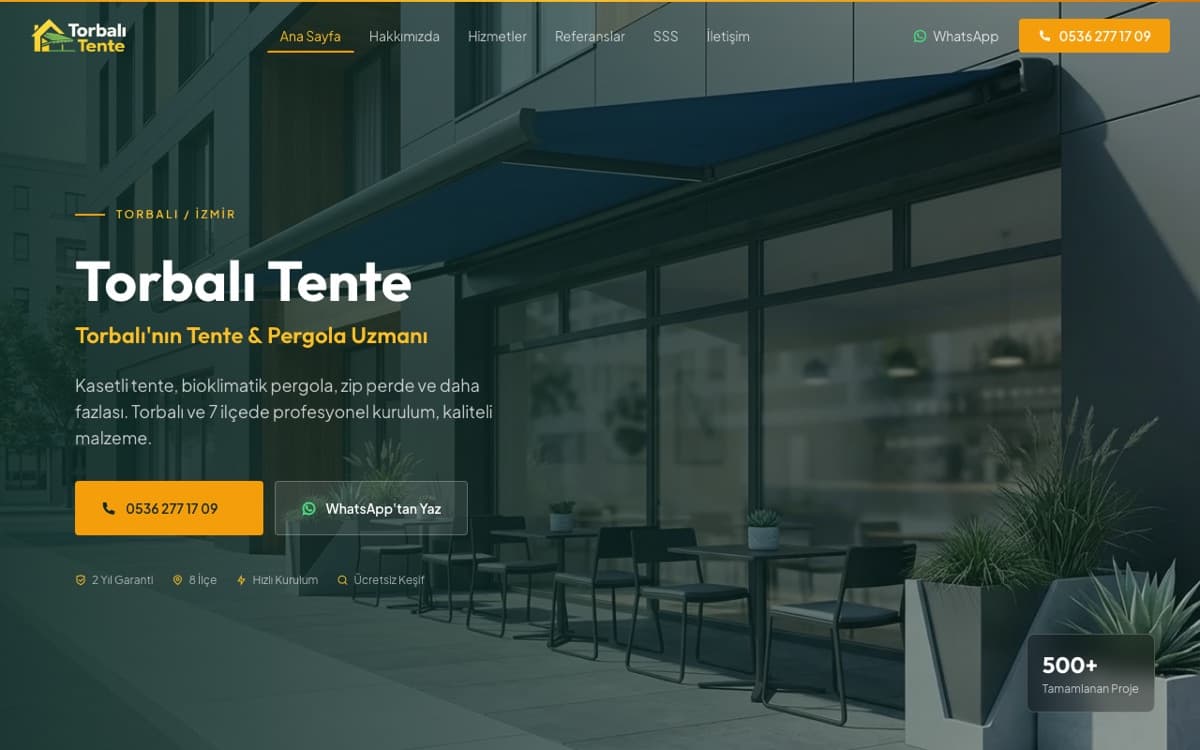 Torbalı Tente web sitesi ekran görüntüsü
