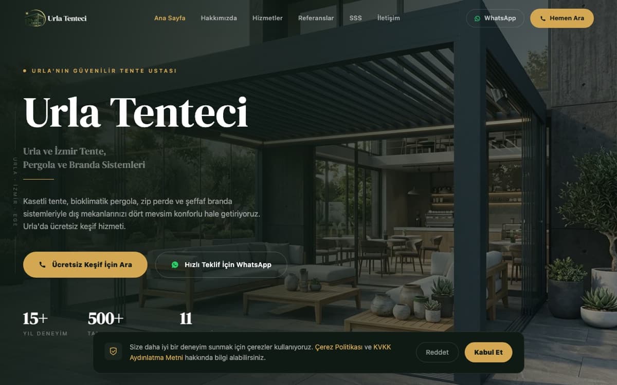 Urla Tenteci web sitesi ekran görüntüsü
