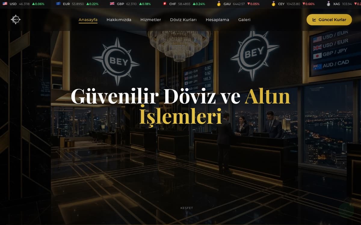 BEY Döviz web sitesi ekran görüntüsü