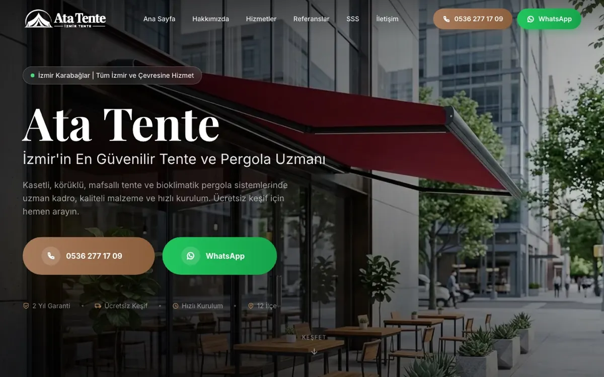 Ata Tente web sitesi ekran görüntüsü