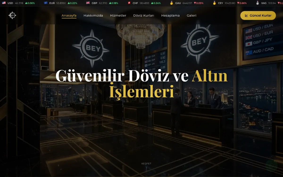 BEY Döviz web sitesi ekran görüntüsü