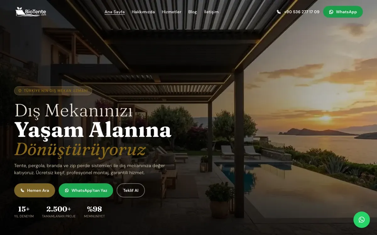 Biotente web sitesi ekran görüntüsü