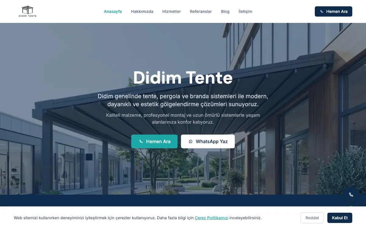 Didim Tente web sitesi ekran görüntüsü