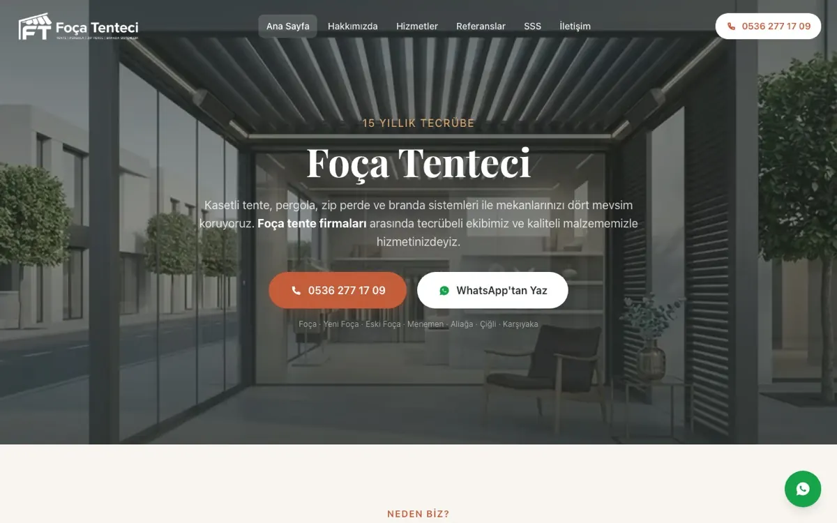 Foça Tenteci web sitesi ekran görüntüsü