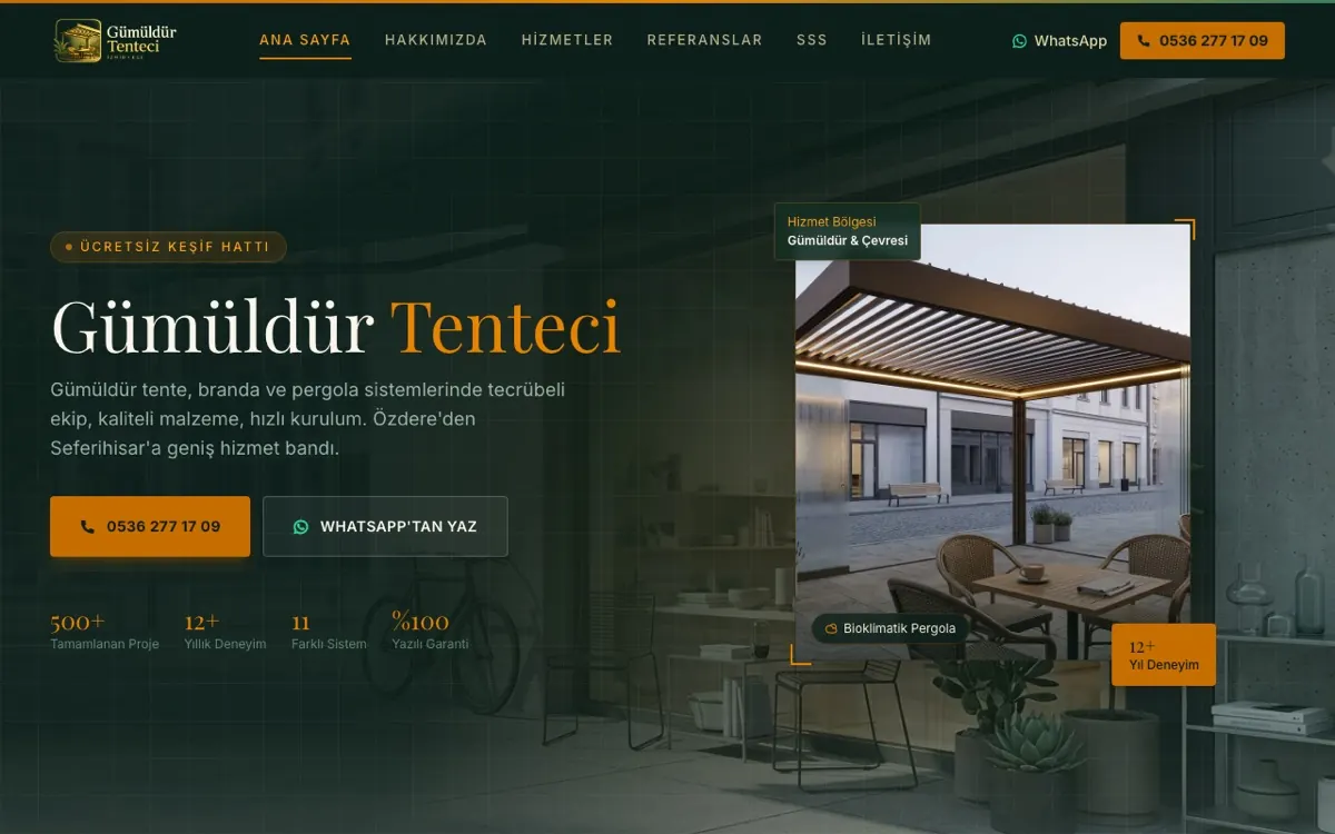 Gümüldür Tenteci web sitesi ekran görüntüsü