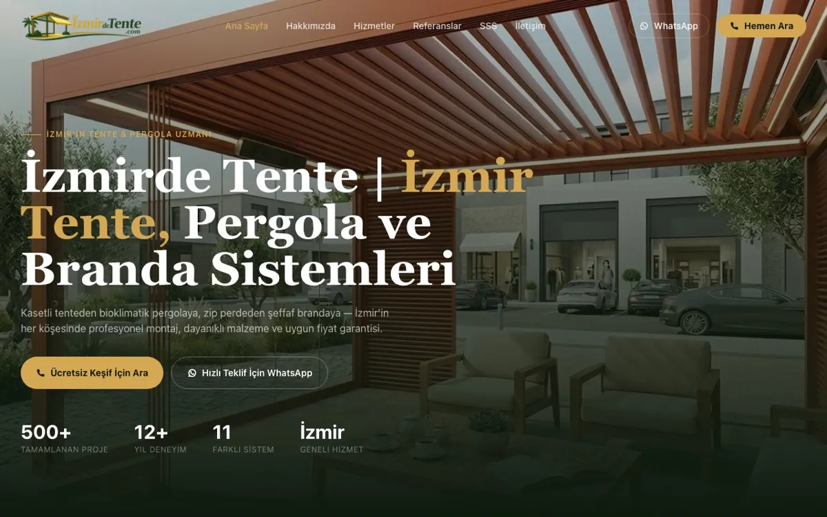İzmirde Tente web sitesi ekran görüntüsü