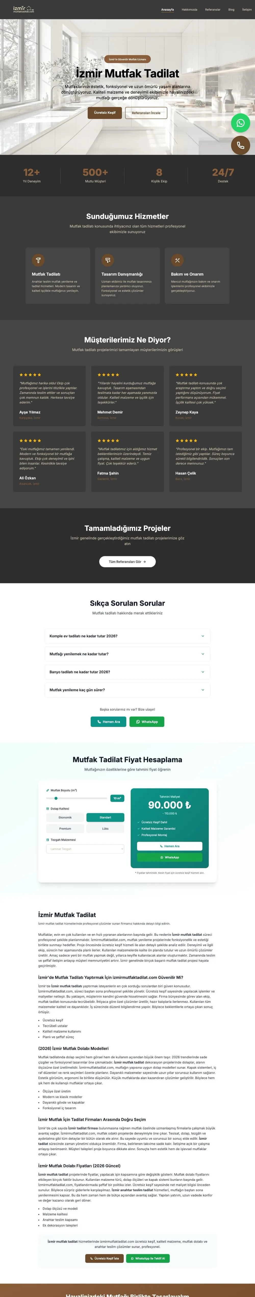 İzmir Mutfak Tadilat tam sayfa görünümü