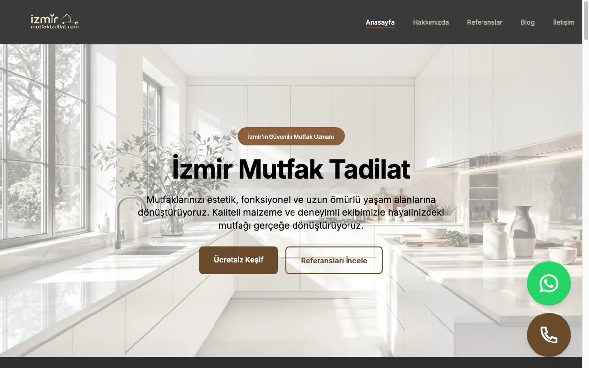 İzmir Mutfak Tadilat web sitesi ekran görüntüsü