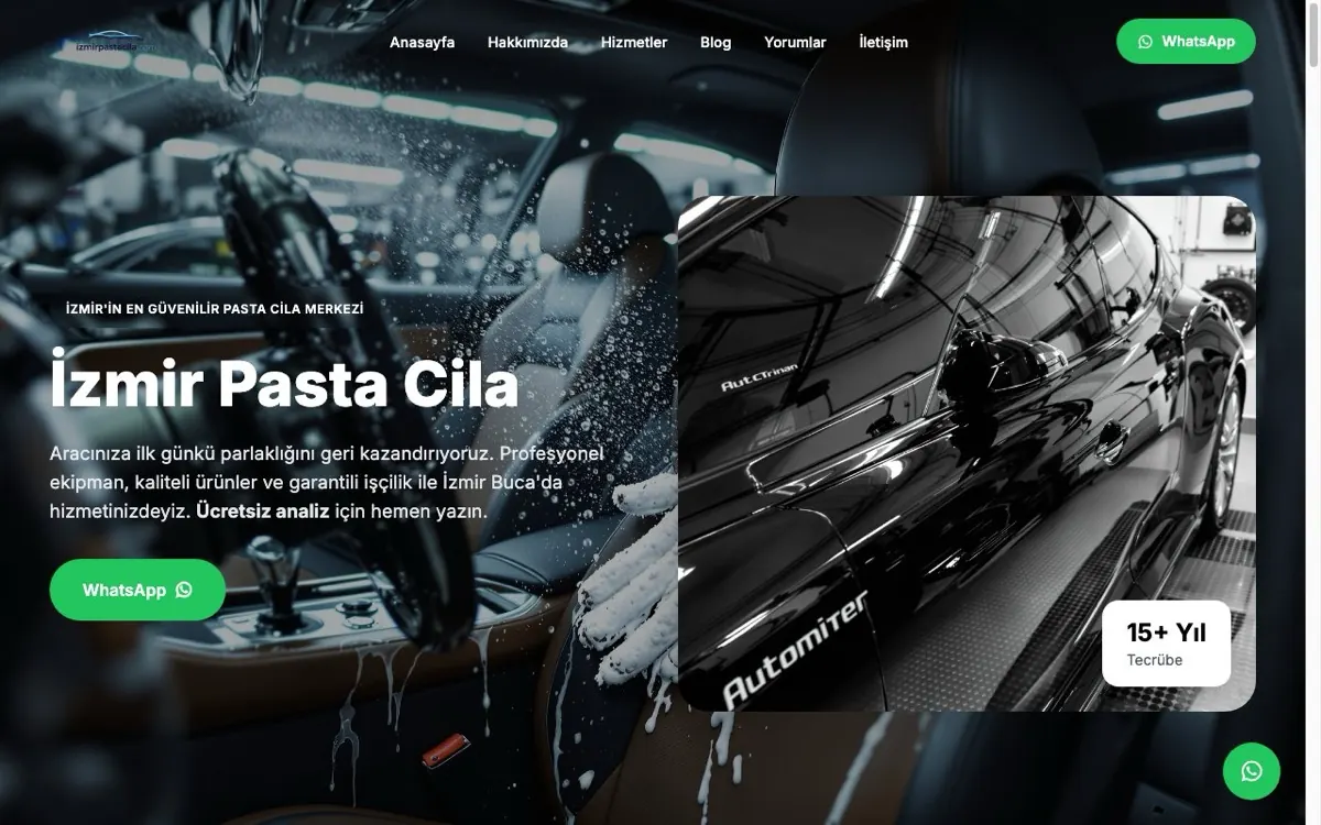 İzmir Pasta Cila web sitesi ekran görüntüsü
