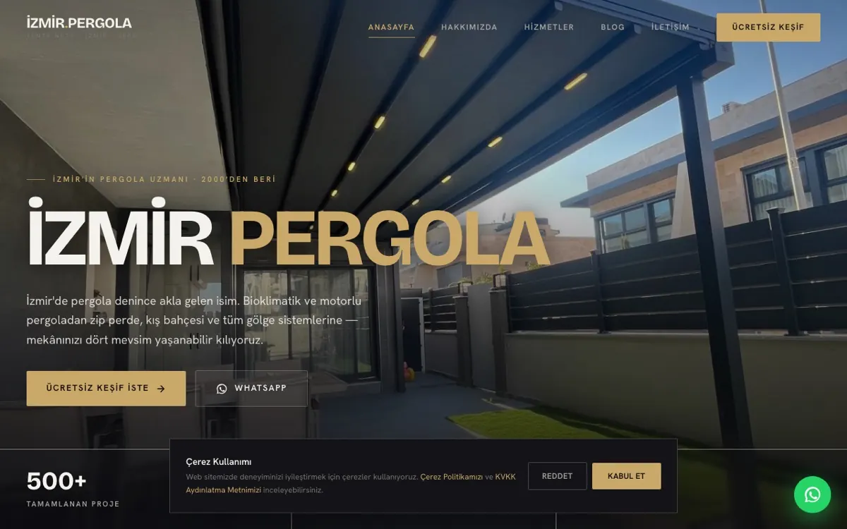 İzmir Pergolacı web sitesi ekran görüntüsü