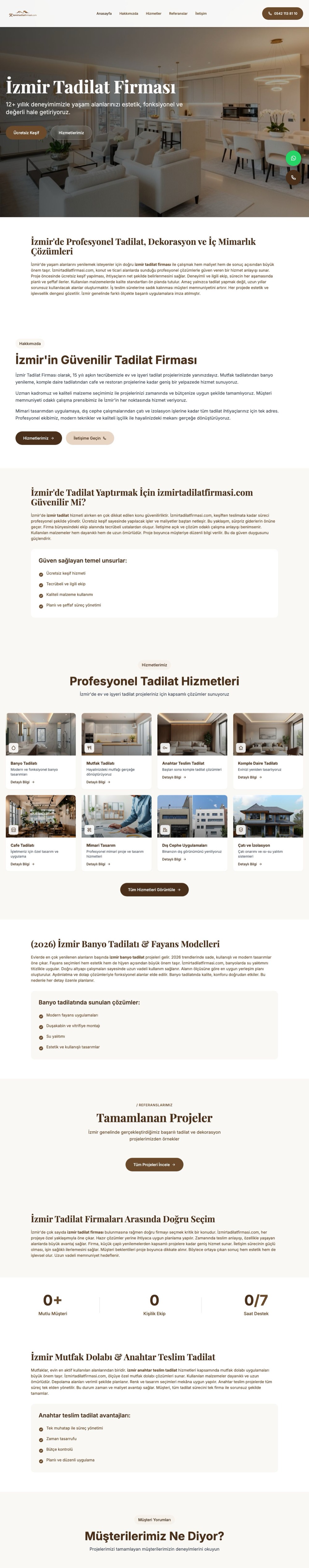 İzmir Tadilat Firması tam sayfa görünümü