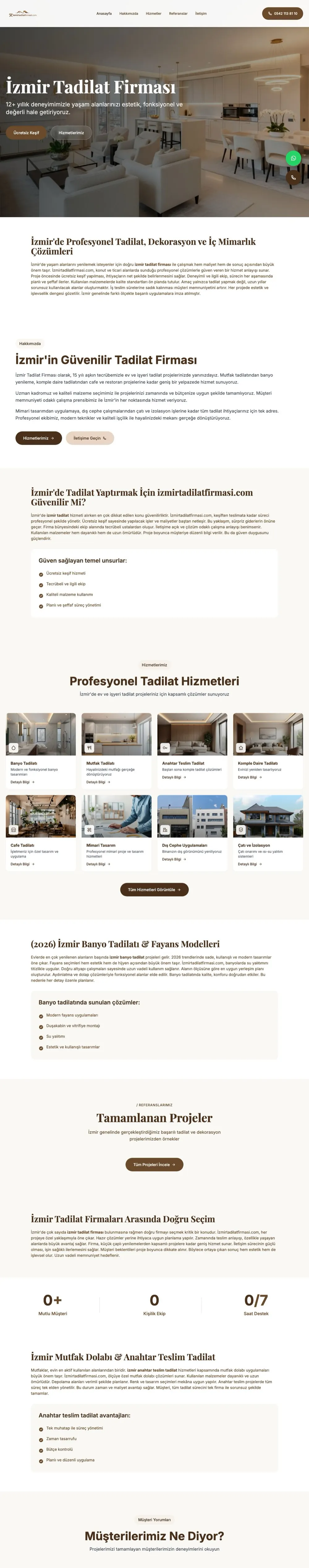 İzmir Tadilat Firması tam sayfa görünümü