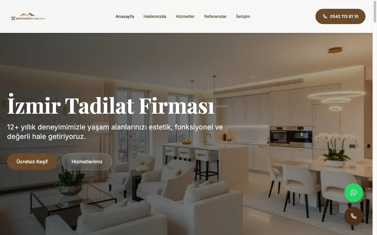 İzmir Tadilat Firması web sitesi ekran görüntüsü
