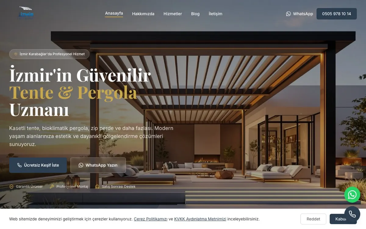 İzmir Tentesan web sitesi ekran görüntüsü