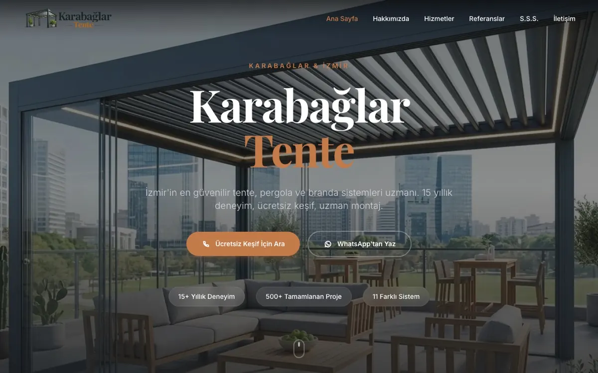 Karabağlar Tente web sitesi ekran görüntüsü