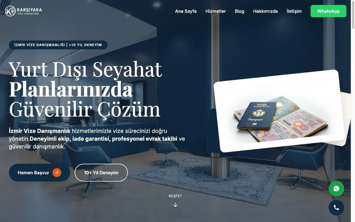 Karşıyaka Visa Consulting web sitesi ekran görüntüsü