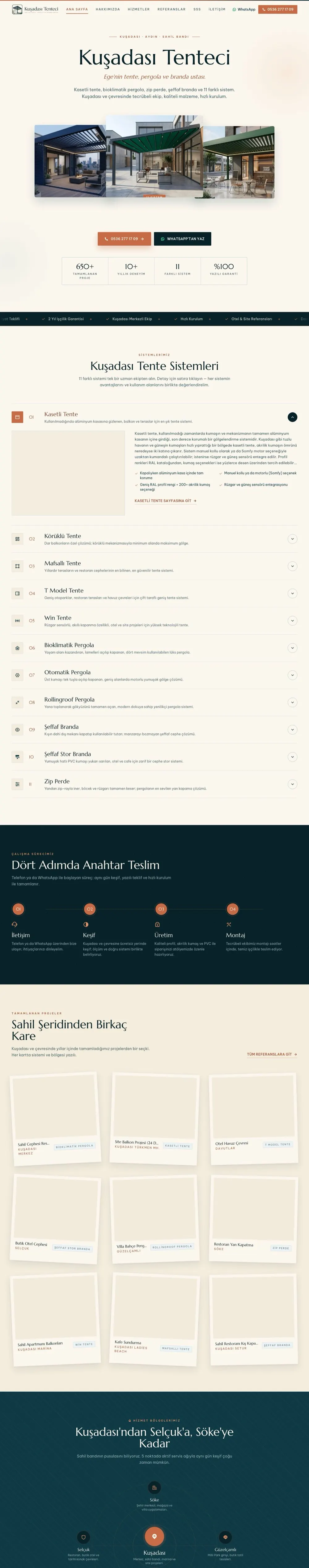 Kuşadası Tenteci tam sayfa görünümü