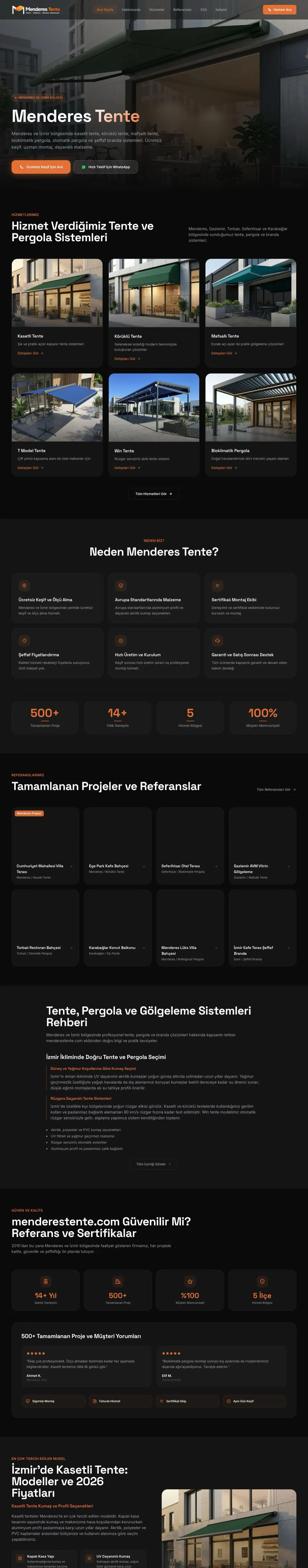 Menderes Tente tam sayfa görünümü