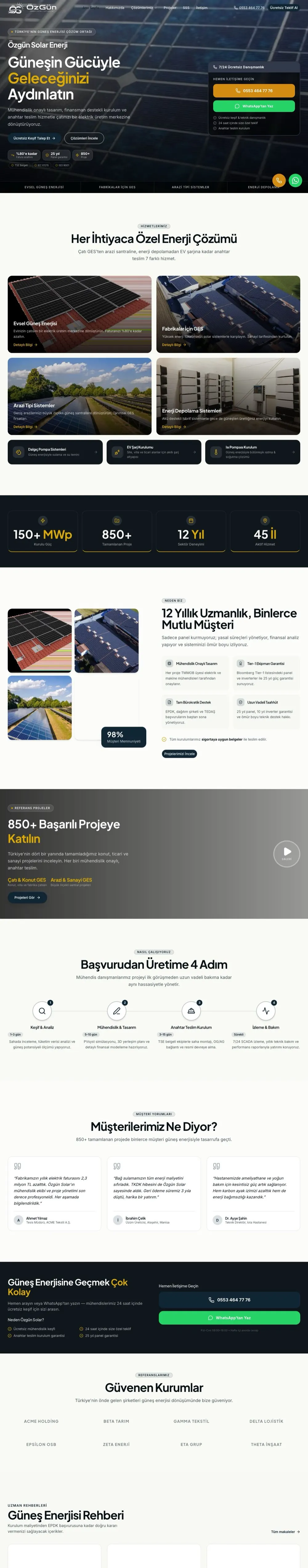 Özgün Solar Enerji tam sayfa görünümü