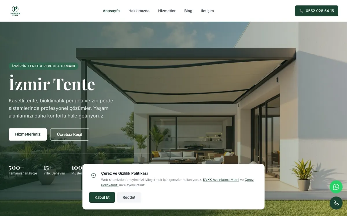 Panama Tente web sitesi ekran görüntüsü