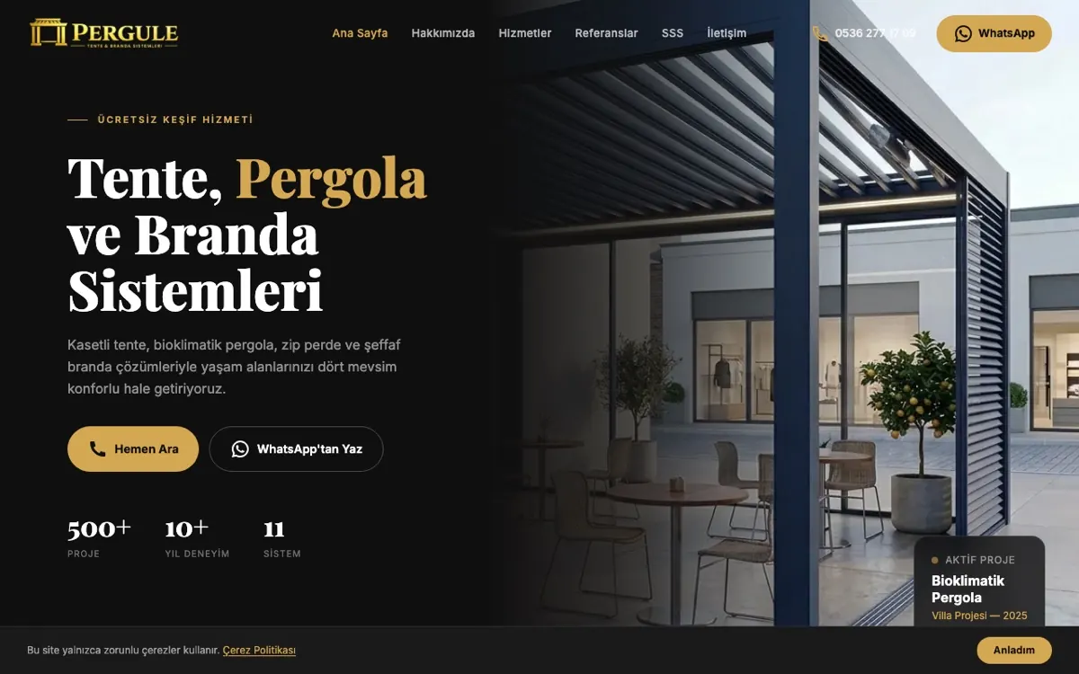 Pergüle web sitesi ekran görüntüsü