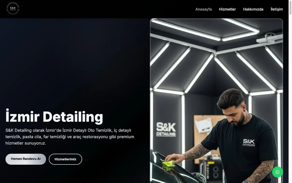 SK Detailing web sitesi ekran görüntüsü