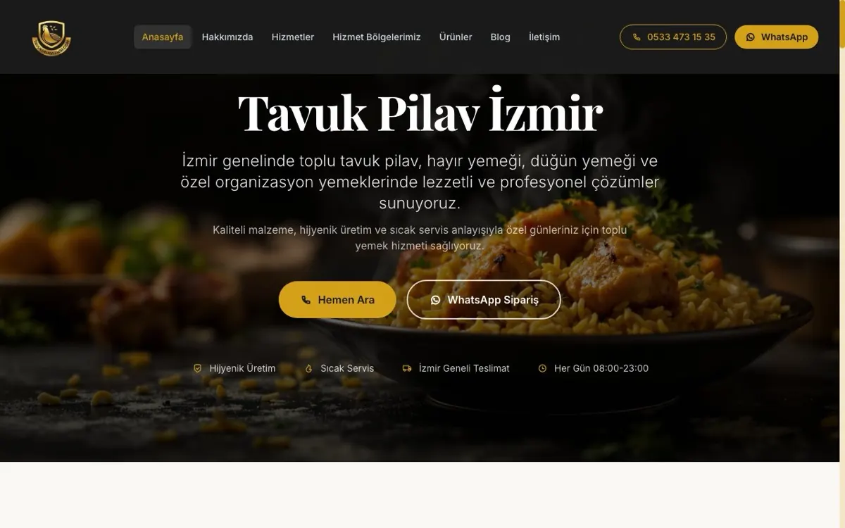 Tavuk Pilav İzmir web sitesi ekran görüntüsü