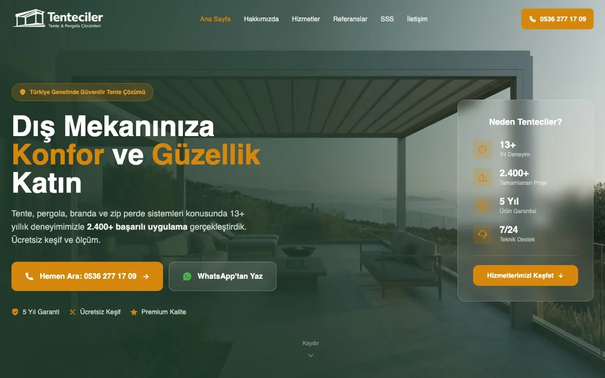 Tenteciler web sitesi ekran görüntüsü