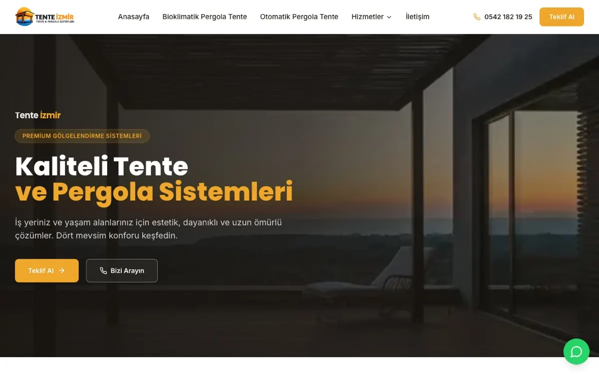 Tente İzmir web sitesi ekran görüntüsü