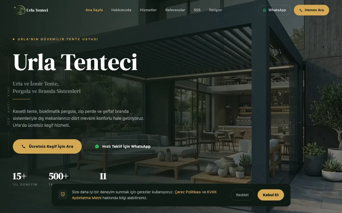 Urla Tenteci web sitesi ekran görüntüsü
